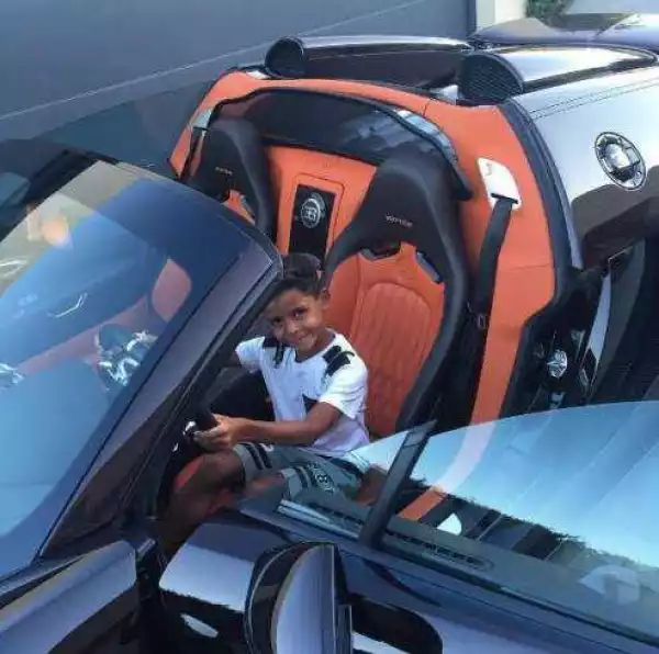 Cristiano Ronaldo shares pics of his son test-riding his new Bugatti (photos)